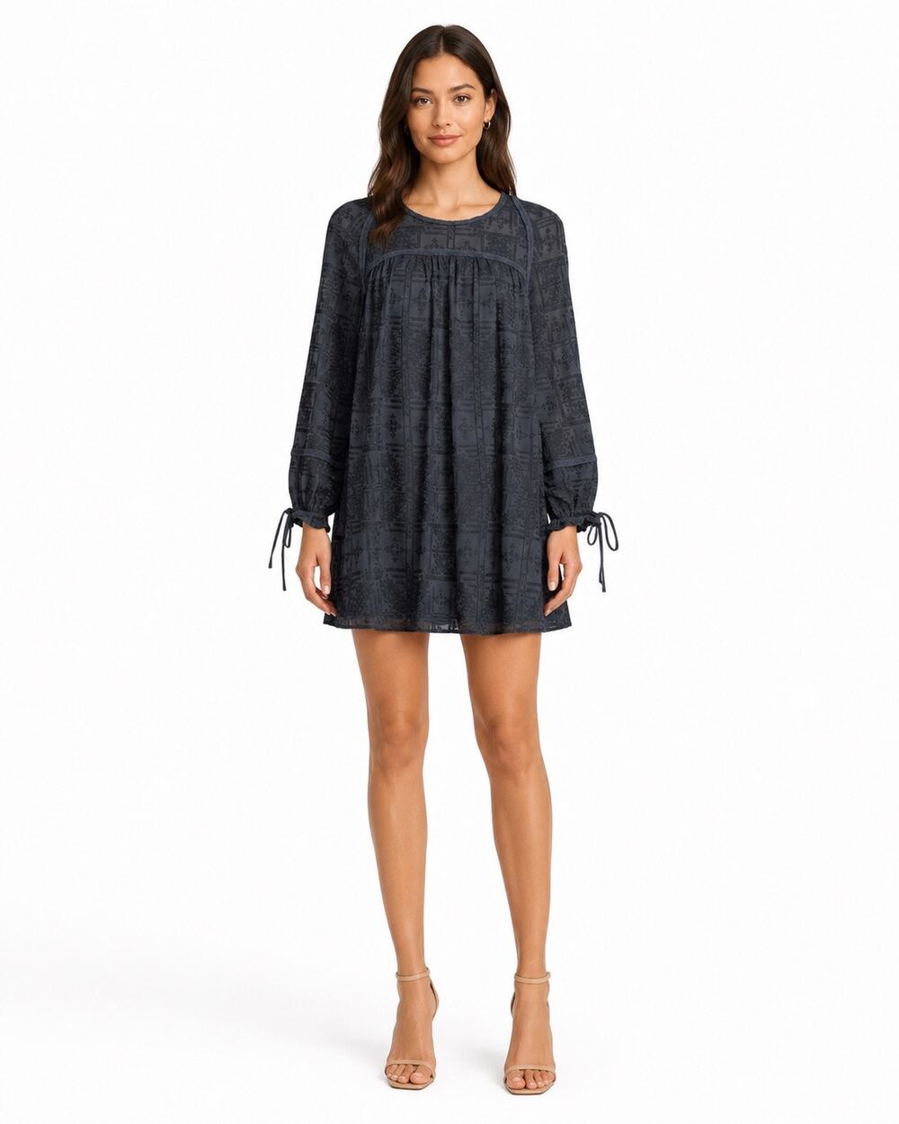 RED CARTER Embroidered Long Sleeve Shift Dress